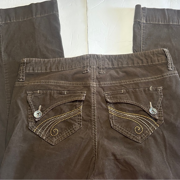 Vintage Y2K Brown corduroy Low Rise Boot Cut Pants Size 14 - Picture 3 of 12